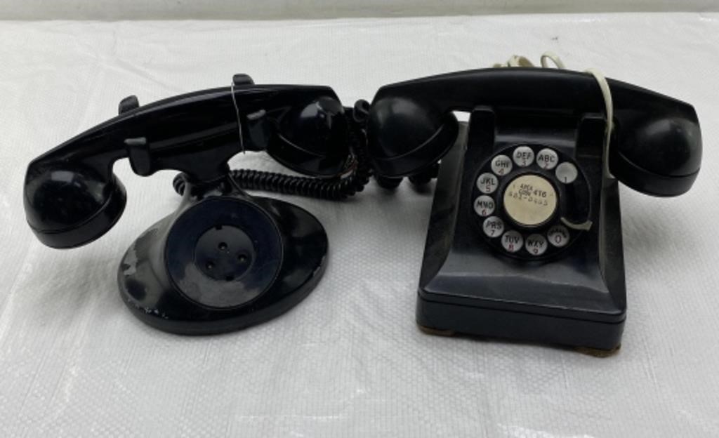 Very old dial desk telephones