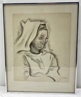 16x20in framed signed charcoal portrait