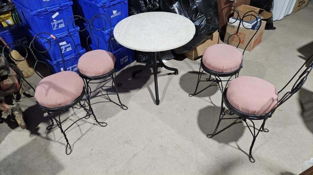 Marble Top Cafe Table & Chair Set