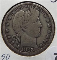 1915-S Barber Silver Half Dollar.