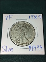 VF 1936-D Silver Walking Liberty