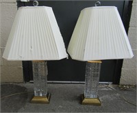 2 Glass Lamps 28" T