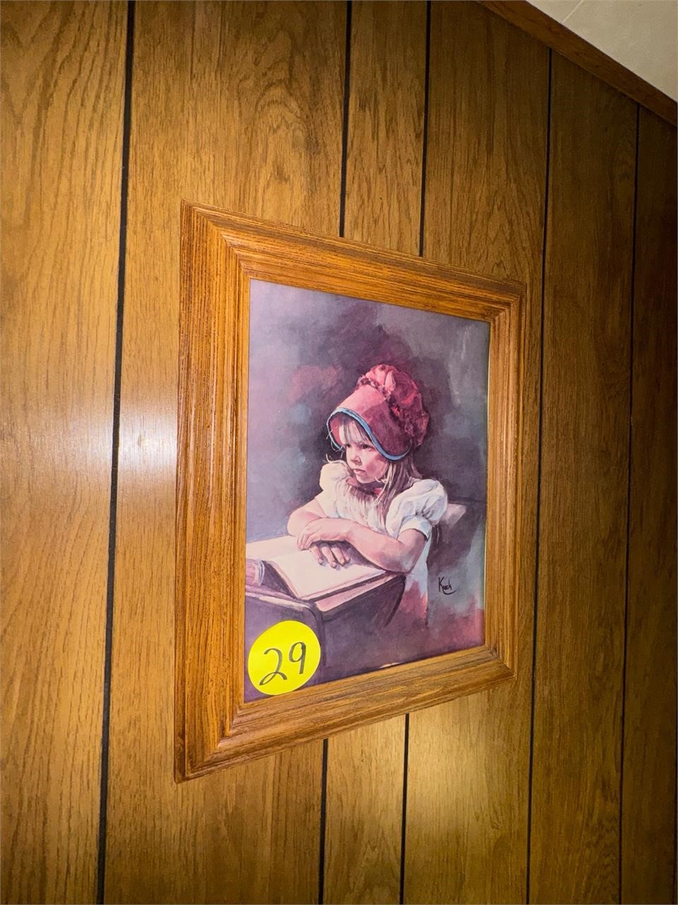 . wall art little girl with bonnet picture