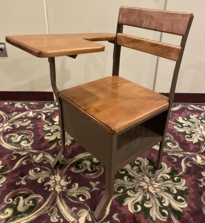 Wood & Metal Schoolhouse Desk & Chair
