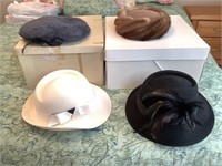4 women’s hats, all in boxes, great shape