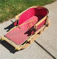 LL Bean Wooden Sled with Removable Padded Lining