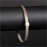 Alor 18k Diamond Steel Bangle Bracelet