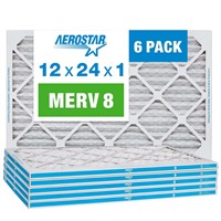 Aerostar 12x24x1 MERV 8 Pleated Air Filter, AC Fur