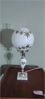 Vintage Ball Shade Hand Painted Lamp 21" tall