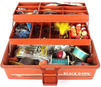 FENWICK BLACK HAWK 1052 TACKLE BOX & VINTAGE LURES