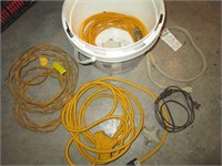 electrical cords in white bucket