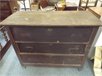 Antique Oak 3 Drawer Dresser  30" x 38" x 17"