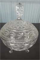 8'' Footed Glass Candy Dish With Lid