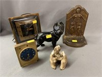 Hamilton Bureau Clock, Book Ends, Figurines