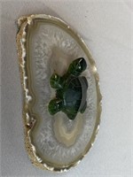 Geode Cross Section With Jade Turtle