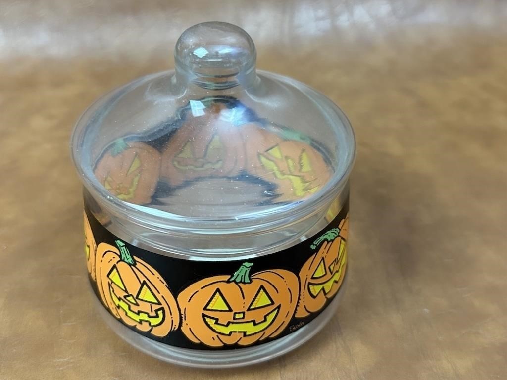 Vintage Indiana Glass Halloween Candy Jar