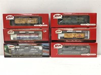 Six Atlas HO Scale Train Cars