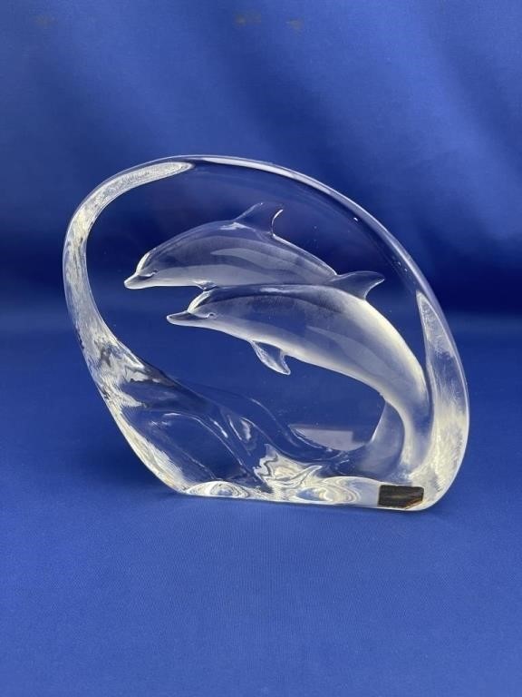 Mats Jonasson Dolphin Sculpture Signed Sweden