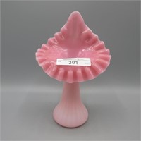 Fenton 7" Rosaline Rib Optic  Shiny CE JIP Vase