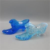 Fenton  Blue and Blue Opal Hobnail Slippers