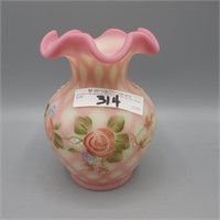 Fenton 4.5" HP Satin Burmese Diamond Optic Vase -