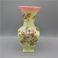 Fenton 8" HP Square Shiny Burmese Vase - Spindler