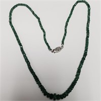 $1130 10K  Natural Emerald 16"(37ct) Necklace
