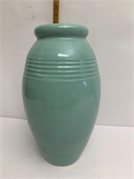 Zanesville Stoneware Tall pottery teal vase