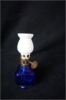 Blue Square Mini Oil Lamp with White Chimney