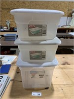 (3) Small Plastic Storage Totes