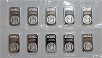 10 - 1 ozt Silver .999 Bars Apmex