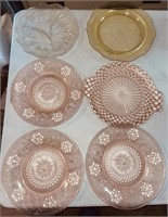 Assorted Vintage Glass Plates - Pink Depression
