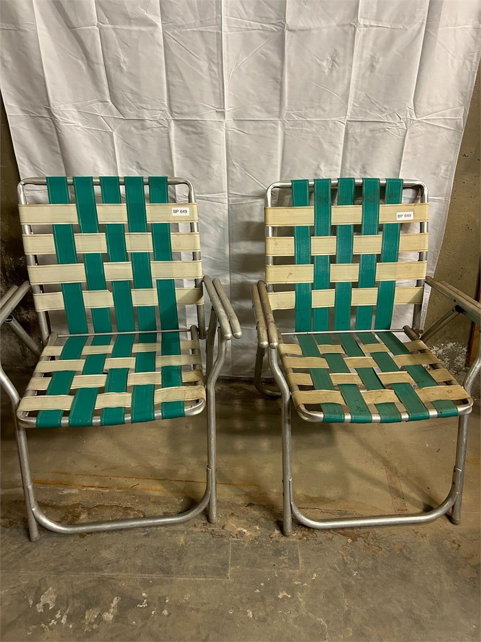 Lot of Two VTG Aluminum Lawn Chair w/ Webbing