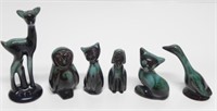 6 MINIATURE BLUE MOUNTIAN POTTERY ANIMAL FIGURINES