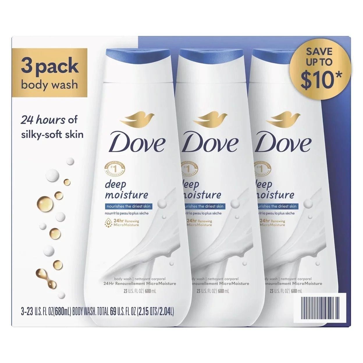 Dove Deep Moisture Body Wash  23 oz  3-pack