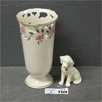 Lenox Porcelain Vase & Dog Figure