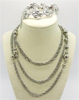Fashion Silver tone Necklace and Bracelet
