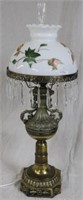 VICTORIAN STYLE TABLE LAMP, BRASS FINISH, PAINTED