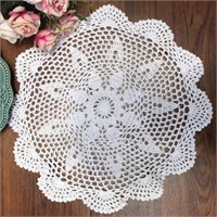 NEW-12" Round Dining Dollies Cloth Lace - 4 Pcs