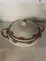 Antique Floral Covered Casserole Dish