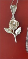 Sterling Silver Rose Pendant on a Ster Silver 18in