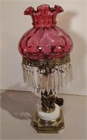 Beautiful Vintage Cranberry Glass Lamp
