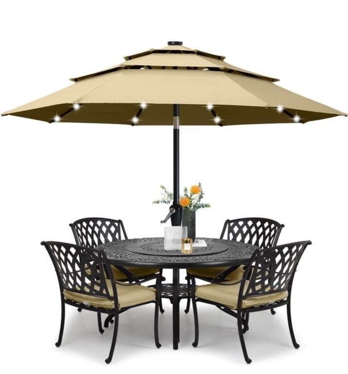 ABCCANOPY Khaki Solar Led Patio Umbrellas 3