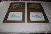 lot country prints in solid pine frames