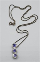Sterling Silver 18in  Lab Created Tanzanite