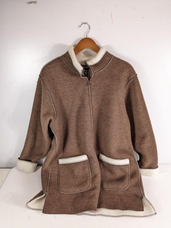 Denim&Co Brown Fleece and Sherpa-Lined Jacket
