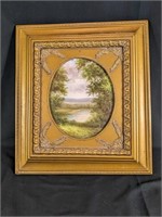 Framed Nature Painting w/ Hidden Key Cabinet