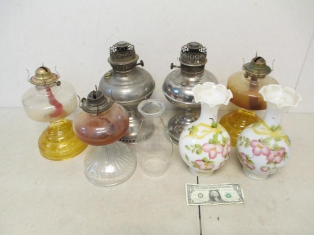 Madison P/U Only Lot of Atq/Vintage Oil Lamps w/