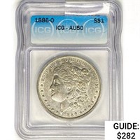 1886-O Morgan Silver Dollar ICG AU50