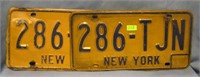 Pair of vintage NY license plates